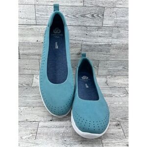 Clarks Cloudsteppers Teal Blue Perforated Slip On Loafers Flats  Shoes Women 9W